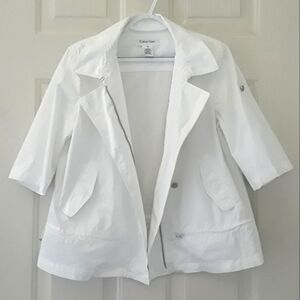 Calvin Klein White Trench Coat with Lapel Collars
